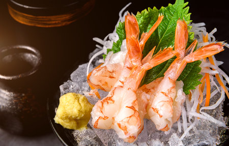 Japanese sweet shrimp sashimiの写真素材