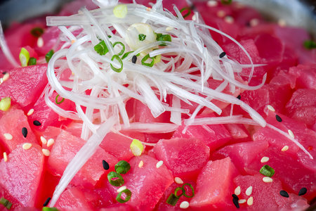 Japanese tuna cut with rice bowlの写真素材