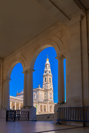 Basilica of Our Lady of Rosary of Fatima, Portugal, on sunny day.の写真素材