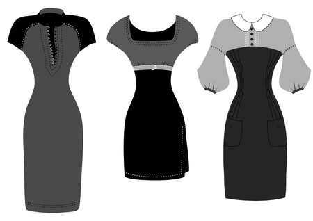 Dresses isolated on white for design black clothesのイラスト素材
