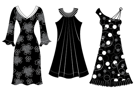 Woman dresses black silhouettes of clothesのイラスト素材