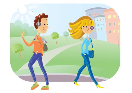 Girl and boy liked each otherのイラスト素材