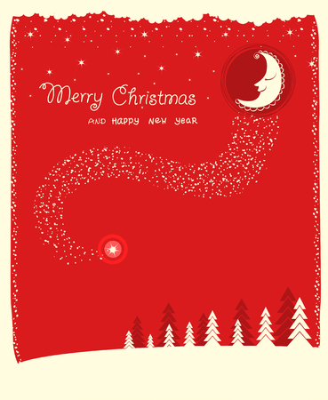 nice moon and stars.Vector christmas card with textのイラスト素材