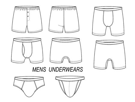 Men's underwear pants. Vector set illustration man fashion isolated on white for designのイラスト素材