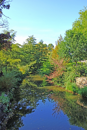 River Lark, Abbey Gardens, Bury St Edmunds, Suffolk.の写真素材