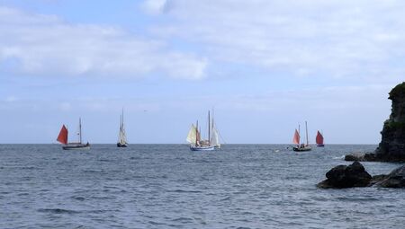 Sail Boats off The Cornish Coast at Charleston
