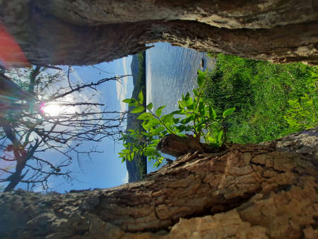 View of Lake La Quintana in the Cordoba mountains from the shoreの写真素材
