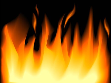 Fire flames on a black background. Vector illustrationのイラスト素材