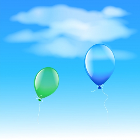 Two balloons flying in the skyのイラスト素材