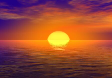 Sunset at coast of the seaの写真素材