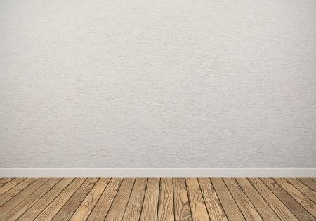 Empty room with white wall and wooden floor