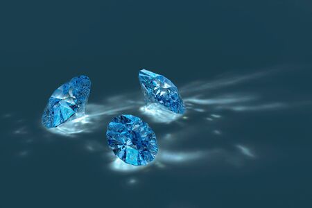 Blue shiny diamonds on dark backgroundの写真素材