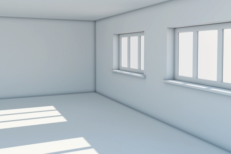 Empty new room with windowsの写真素材