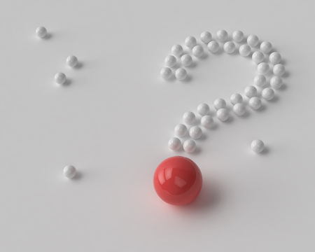 Question mark of white and red balls on gray backgroundの写真素材