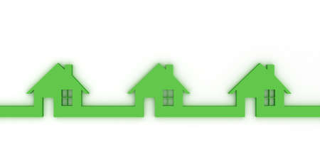 Group of green houses, isolated on white with clipping pathの写真素材