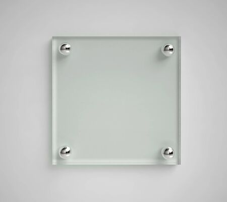 Transparent glass board on the wallの写真素材