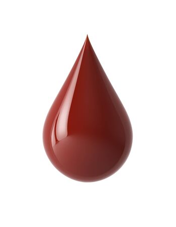 Blood drop, isolated on white with clipping pathの写真素材