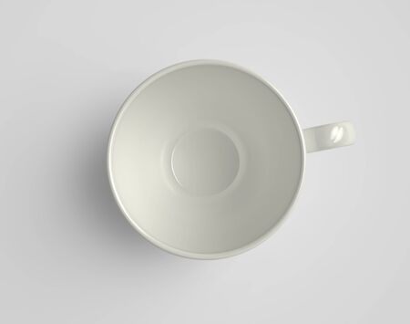 Top view of empty porcelain cup, with clipping path. 3D renderの写真素材