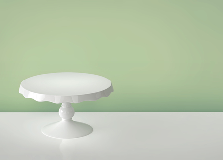 Porcelain cake stand on green background. 3D renderingの写真素材
