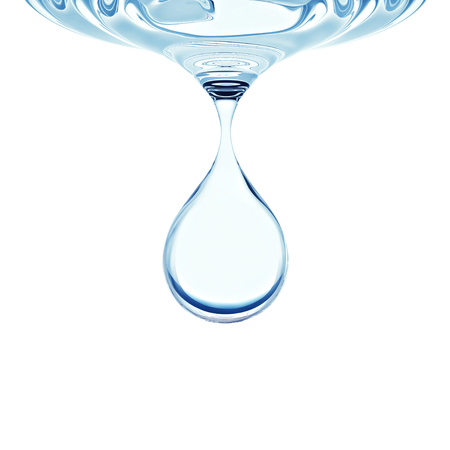 Falling water drop with clipping path. 3D renderingの写真素材