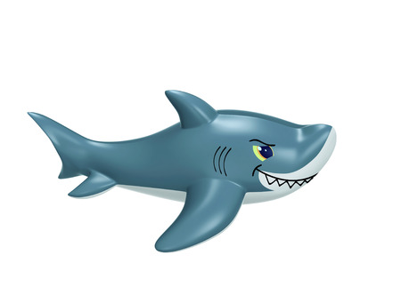 Inflatable shark isolated on white. 3D rendering with clipping pathの写真素材