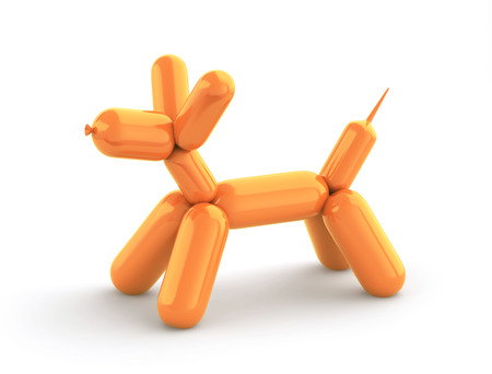 Orange balloon dog isolated on white including clipping path. 3D renderingの写真素材