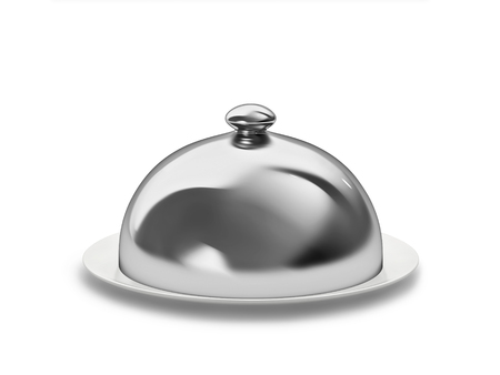 Cloche on a porcelain dish isolated on white.の写真素材