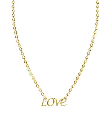 Golden necklace with word Love isolated on white. 3D renderingの写真素材