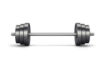 Barbell isolated on white background. 3D rendering with clipping pathの写真素材