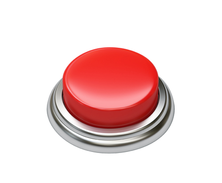 Red button isolated on white background.の写真素材