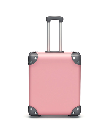 Pink travel suitcase isolated on white.の写真素材