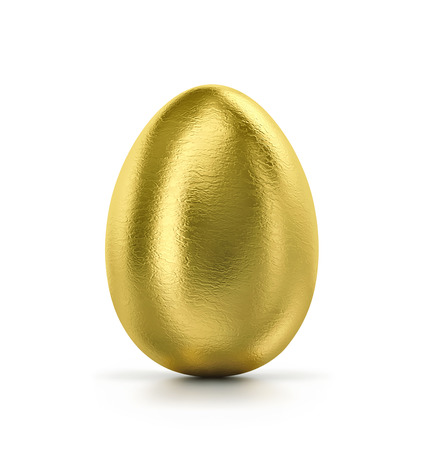Golden egg isolated on white.  3D renderの写真素材