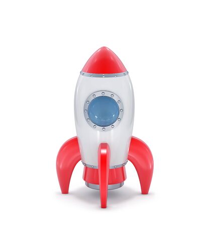 Space rocket toy isolated on white.の写真素材