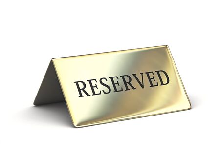 Metal reserved sign isolated on white backgroung. 3D rendering with clipping pathの写真素材