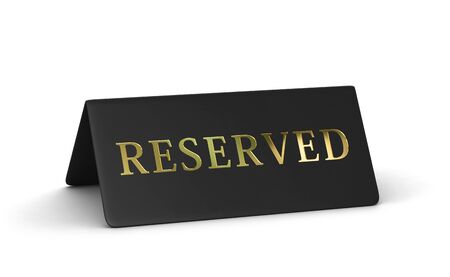 Black reserved sign isolated on white backgroung. 3D rendering with clipping pathの写真素材