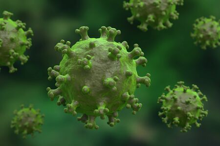 Ð¡oronavirus attack. Abstract virus cells background. Microscope virus close up. 3D renderingの写真素材