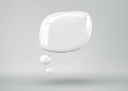 White speech bubble on gray background. 3D renderingの写真素材
