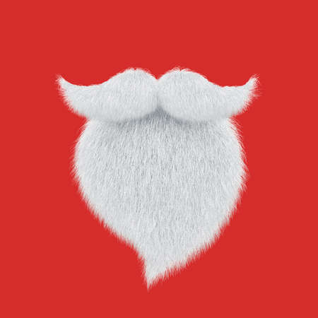 Santa Claus beard and mustache isolated on red. Christmas greeting card. 3D renderingの写真素材