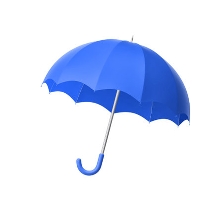 Blue umbrella isolated on white. 3D renderingの写真素材