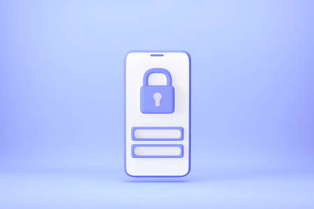 Mobile security concept, protection of personal data. 3D renderingの写真素材