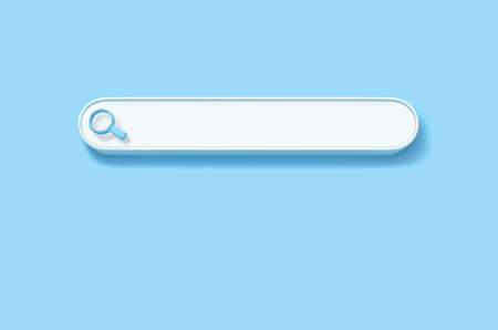 Blank search bar isolated on blue background. Iinternet search minimal concept. 3D renderingの写真素材