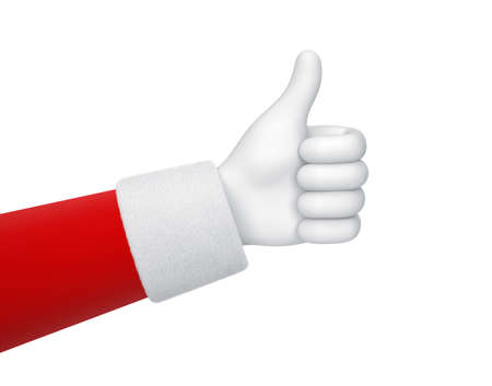 Santa Claus hand with thumb up isolated on white background. 3D renderingの写真素材