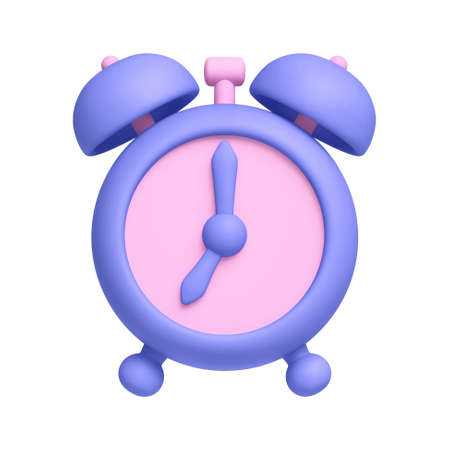 Cartoon alarm clock isolated on white background. 3D renderingの写真素材