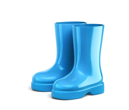 Blue rubber boots isolated on white background. 3D renderingの写真素材