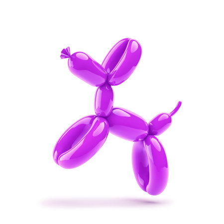 Vivid purple balloon dog isolated on white. 3D renderingの写真素材