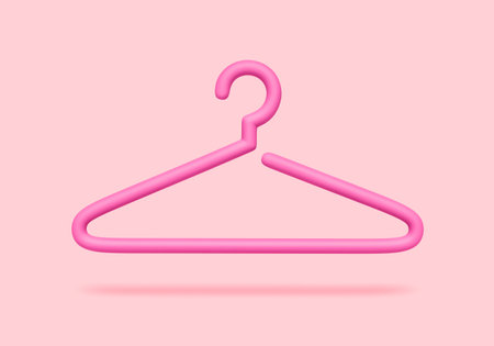 Clothes hanger isolated on pink background. hanger icon. 3D renderingの写真素材