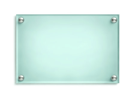 Blue glass board isolated on white background. 3D renderingの写真素材
