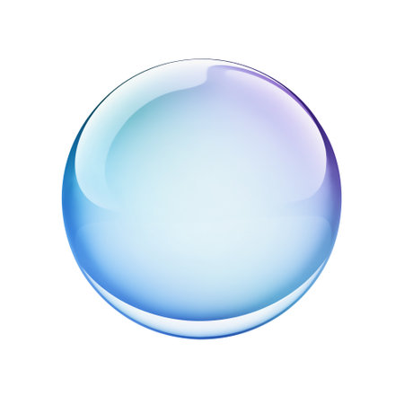 Blue glass sphere, water drop, soap bubble isolated on white. 3D renderingの写真素材
