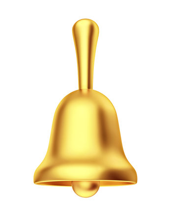Golden bell isolated on white. 3D renderingの写真素材