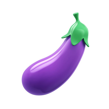 Eggplant isolated on white. Emoji icon. 3D renderingの写真素材
